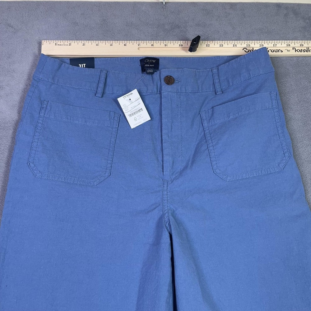 J.Crew Lizzie Pant 31T Tall Blue Wide Leg Cotton Linen Patch Pocket BW804 NEW - Picture 8 of 13